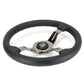 NRG Light Weight Gaming Steering Wheel - 350mm 3 Black Chrome Spokes Perforated Leather