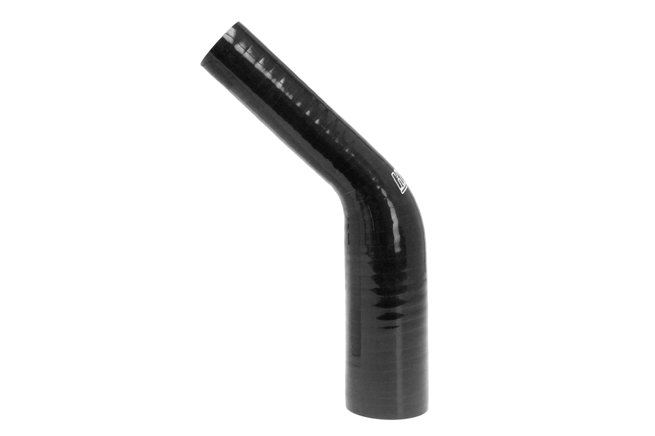 HPS 1/2" - 3/4" ID High Temp 4-ply Reinforced Silicone 45 Degree Elbow Reducer Hose Black (13mm - 19mm ID)