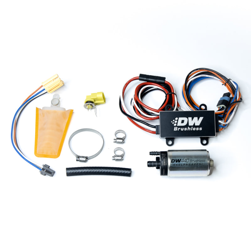 DeatschWerks DW440 440lph Brushless Fuel Pump Single/Dual Controller w/ Install Kit 1989-2005 Mazda Miata MX-5 / 1989-1994 Nissan 240SX )S13) / 1992-1996 Toyota Supra (A80) 1993-2007 Subaru Impreza WRX / STI