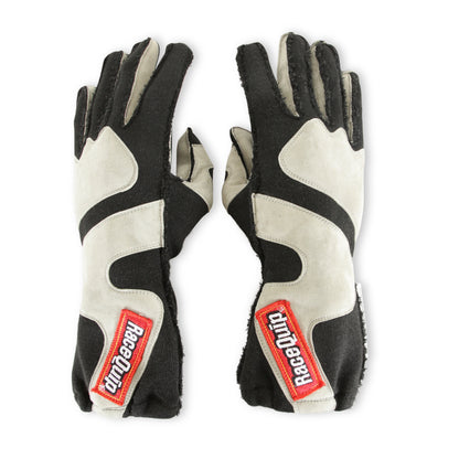 RaceQuip SFI-5 Gray/Black Medium Outseam w/ Closure Glove