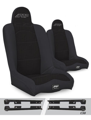 PRP Jeep Wrangler JK/JKU Daily Driver High Back Suspension Seats Kit (Pair) - Black