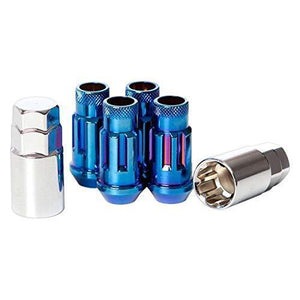 Muteki SR48 Open End Locking Lug Nut Set of 4 - Burning Blue Neon 12x1.25 48mm