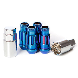 Muteki SR48 Open End Locking Lug Nut Set of 4 - Burning Blue Neon 12x1.5 48mm