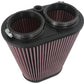 K&N Universal Clamp-On Air Filter 3-1/8in Dual FLG  8-7/8in X 5-3/16 B 6-1/4in X 4IN T, 9inH W/STUD