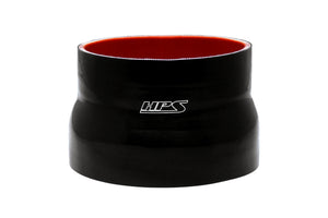 HPS 3.5" - 3.75" ID , 3" Long High Temp 4-ply Reinforced Silicone Reducer Coupler Hose Black (89mm - 95mm ID , 76mm Length)