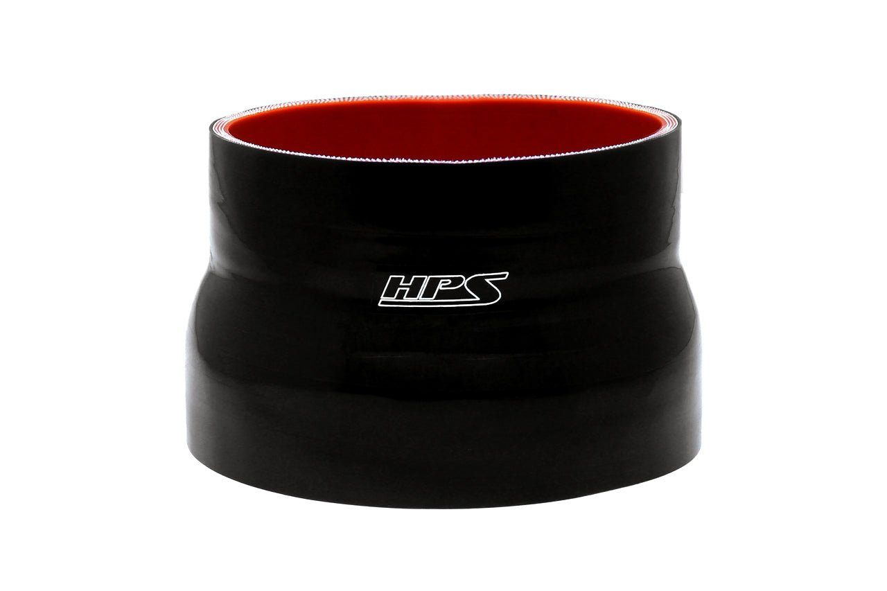 HPS 3.5" - 4" ID , 6" Long High Temp 4-ply Reinforced Silicone Reducer Coupler Hose Black (89mm - 102mm ID , 152mm Length)