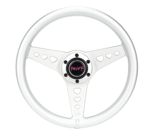 NRG All Aluminum Steering Wheel 330mm - Heart Cut Out- Ergonomic Grip- Anadized Silver