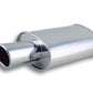 Vibrant StreetPower Turbo Oval Muffler with 4in Round Tip Angle Cut Rolled Edge - 3in inlet I.D.