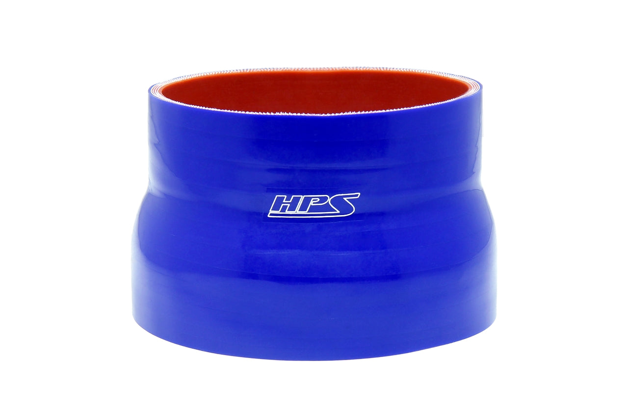 HPS 3.5" - 3.75" ID , 3" Long High Temp 4-ply Reinforced Silicone Reducer Coupler Hose Blue (89mm - 95mm ID , 76mm Length)