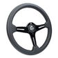NRG Light Weight Gaming Steering Wheel - 350mm 3 Black Chrome Silver Spokes Perforated Leather
