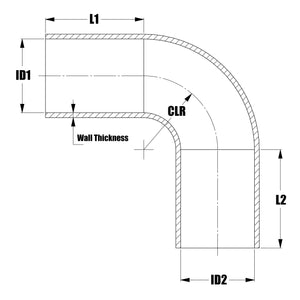 HPS 1.25" - 1-3/8" ID High Temp 4-ply Reinforced Silicone 90 Degree Elbow Reducer Hose Blue (32mm - 35mm ID)