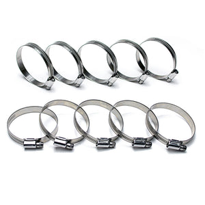 HPS Stainless Steel Embossed Hose Clamps Size 10 10pcs Pack 3/4 inch - 1-1/8 inch 19mm-28mm
