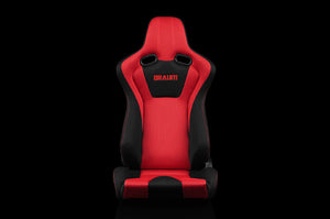 Braum Venom Series Sport Seats - Black and Red Cloth (Red Stitching) Pair - Universal