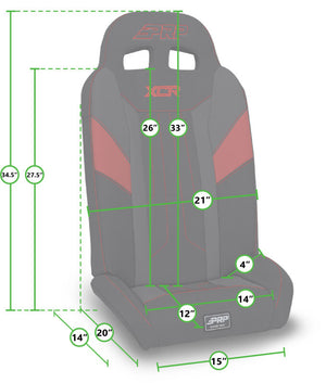 PRP Polaris RZR PRO XP4/PRO R4/Turbo R4 UTV XCR Fold Flat Rear Suspension Seats (Pair) - Black