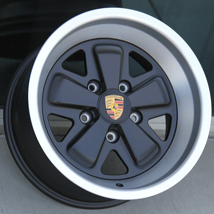 Porsche FU Style Wheels 16x7 / 16x8 5X130 w/ Black Face / Satin Lip (Set of Four)