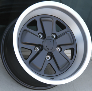 Porsche FU Style Wheels 16x7 / 16x8 5X130 w/ Black Face / Satin Lip (Set of Four)