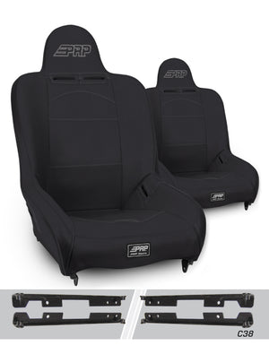PRP Premier High Back Suspension Seats Kit for Jeep Wrangler JK/JKU (Pair) - Black