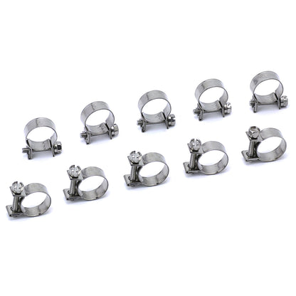 HPS Stainless Steel Fuel Injection Hose Clamps 10pcs Pack 5/8 inch - 45/64 inch 16mm - 18mm