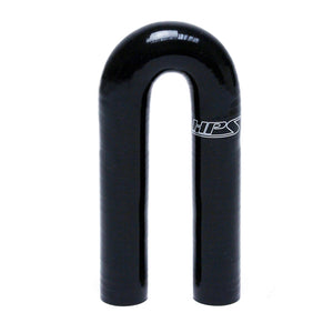 HPS 1 inch ID High Temp 4-ply Reinforced Silicone 180 Degree U Bend Elbow Coupler Hose Black 25mm ID