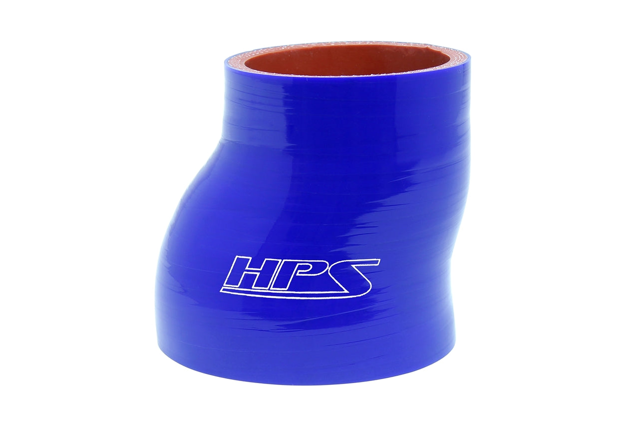 HPS 3 inch - 3-1/4 inch 76mm - 83mm Silicone Offset Reducer Coupler Hose 3 inch Long High Temp 4-ply Reinforced Blue