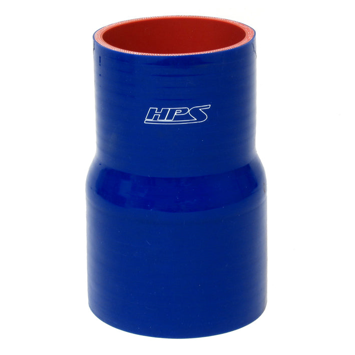 HPS 2.25 inch - 2-3/8 inch ID 4 inch Long High Temp 4-ply Reinforced Silicone Reducer Coupler Hose Blue 57mm - 60mm ID 102mm Length