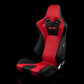Braum Venom Series Sport Seats - Black and Red Cloth (Red Stitching) Pair - Universal