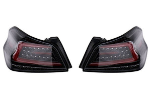 Spec-D Sequential LED Taillights Glossy Black Housing w/ Clear Lens and Red LED Bar 2015-2021 WRX / STI