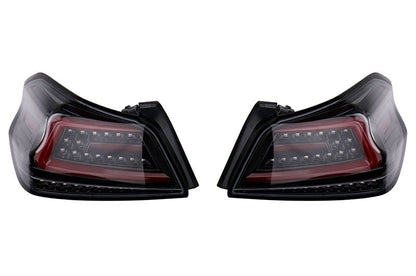 Spec-D Sequential LED Taillights Glossy Black Housing w/ Clear Lens and Red LED Bar 2015-2021 WRX / STI