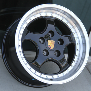 Porsche SL Style Wheels 18x8.5 / 18x9.5 5X130 w/ Black Face / Machined Lip (Set of Four)