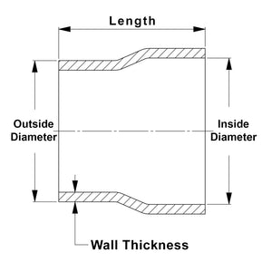 HPS 3.5" OD to 3.5" ID, 6061 Aluminum Slip Fit Transition Reducer Tube Joiner, 4" Long