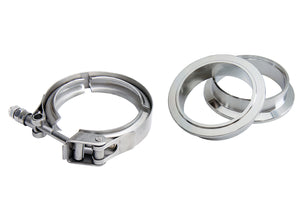 HPS Stainless Steel 2-1/2" V Band Clamp Kit, Stainless Steel Flanges, Quick Release